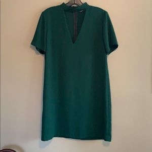 Emerald green Zara dress with deep V sz.M